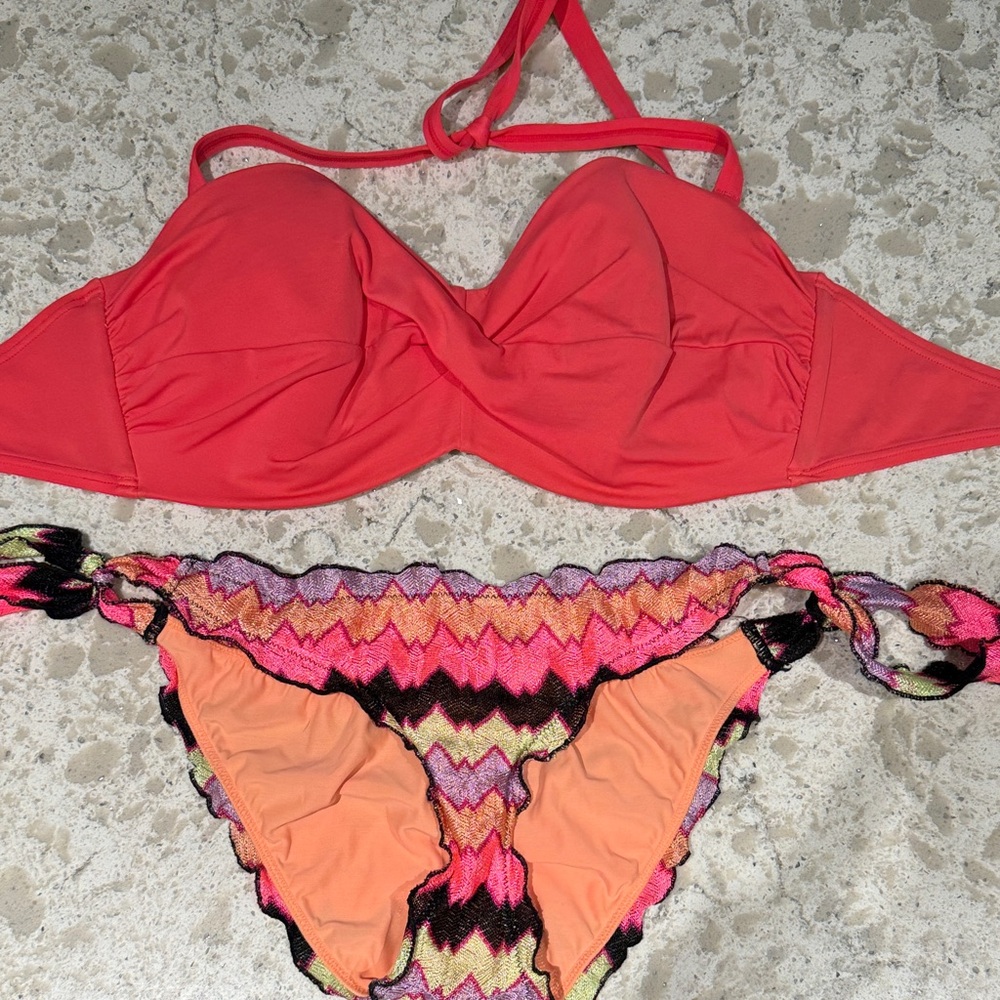 Victoria's Secret Coral and Multicolor Bikini